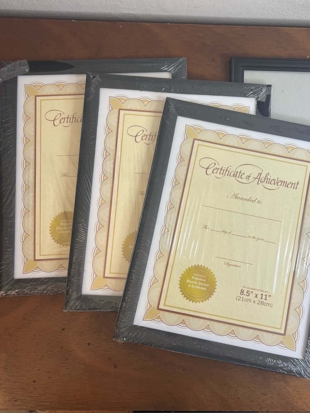 NEW Set of 3 Black Award Certificate Frames 8.5x11 Graduation Diploma Display